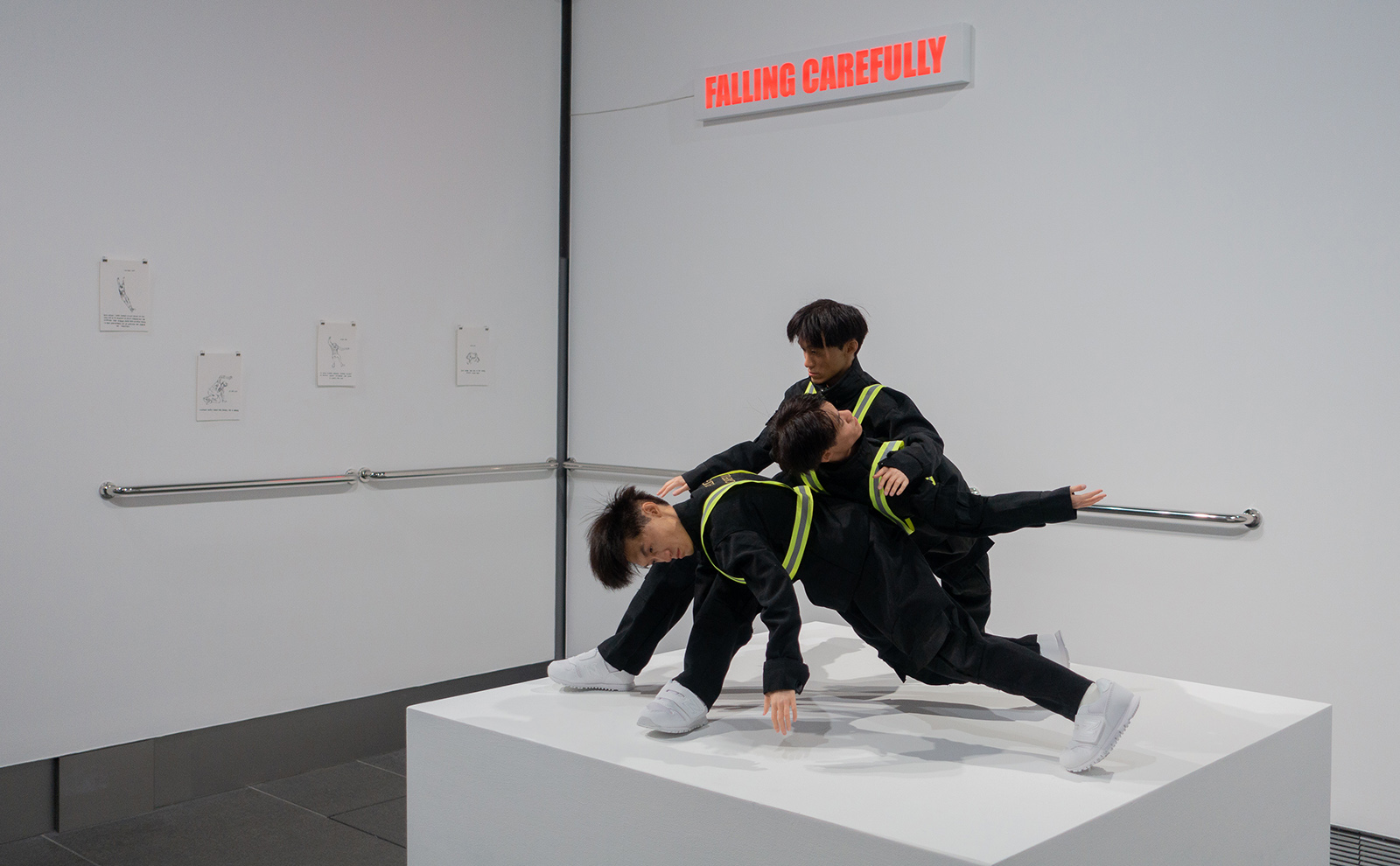 Photo of Isaac Chong's Falling Carefully sculptures at Asia Society Hong Kong